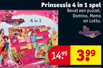 Aanbiedingen Prinsessia 4 in 1 spel - Prinsessia - Geldig van 26/09/2017 tot 08/10/2017 bij Kruidvat