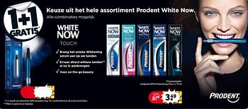 Aanbiedingen Tandpasta white now glossy chic - Prodent - Geldig van 26/09/2017 tot 08/10/2017 bij Kruidvat
