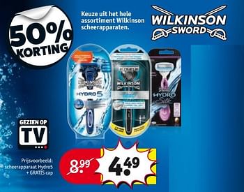 Aanbiedingen Scheerapparaat hydro5 + gratis cap - Wilkinson - Geldig van 26/09/2017 tot 08/10/2017 bij Kruidvat