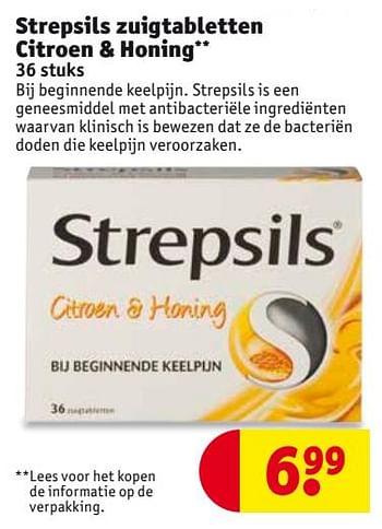 Aanbiedingen Strepsils zuigtabletten citroen + honing - Strepsils - Geldig van 26/09/2017 tot 08/10/2017 bij Kruidvat