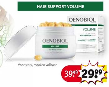 Aanbiedingen Hair support volume - Oenobiol - Geldig van 26/09/2017 tot 08/10/2017 bij Kruidvat