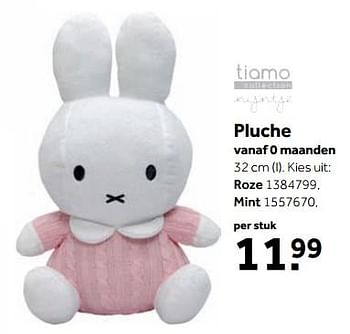 Aanbiedingen Pluche roze - Tiamo - Geldig van 25/09/2017 tot 10/12/2017 bij Intertoys