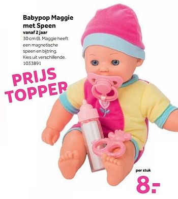 Aanbiedingen Babypop maggie met speen - Huismerk - Intertoys - Geldig van 25/09/2017 tot 10/12/2017 bij Intertoys