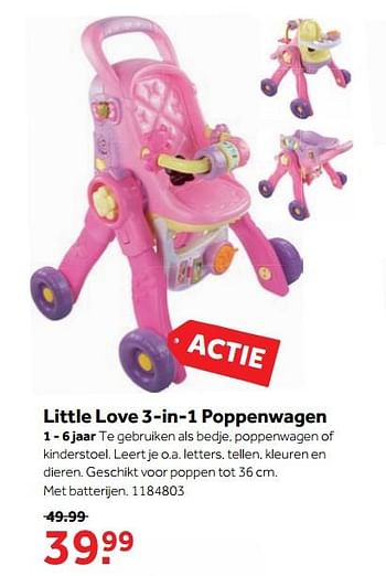 Aanbiedingen Little love 3-in-1 poppenwagen - Vtech - Geldig van 25/09/2017 tot 10/12/2017 bij Intertoys