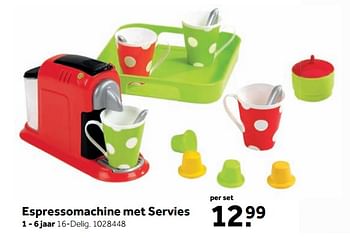 Aanbiedingen Espressomachine met servies - Huismerk - Intertoys - Geldig van 25/09/2017 tot 10/12/2017 bij Intertoys
