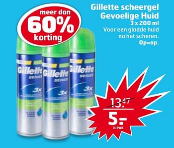 Aanbiedingen Gillette scheergel gevoelige huid - Gillette - Geldig van 26/09/2017 tot 01/10/2017 bij Trekpleister