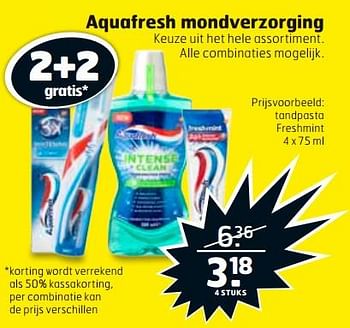 Aanbiedingen Tandpasta freshmint - Aquafresh - Geldig van 26/09/2017 tot 01/10/2017 bij Trekpleister