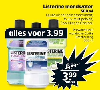 Aanbiedingen Mondwater cariës bescherming - Listerine - Geldig van 26/09/2017 tot 01/10/2017 bij Trekpleister