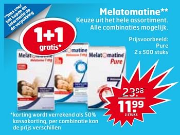 Aanbiedingen Melatomatine pure - Melatomatine - Geldig van 26/09/2017 tot 01/10/2017 bij Trekpleister