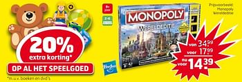 Aanbiedingen Monopoly wereldeditie - Hasbro - Geldig van 26/09/2017 tot 01/10/2017 bij Trekpleister