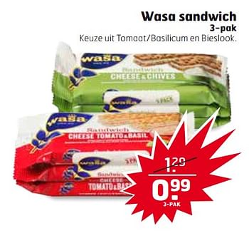 Aanbiedingen Wasa sandwich - Wasa - Geldig van 26/09/2017 tot 01/10/2017 bij Trekpleister