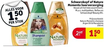 Aanbiedingen Nature moments shampoo argan oil + macademia - Schwartzkopf - Geldig van 26/09/2017 tot 08/10/2017 bij Kruidvat