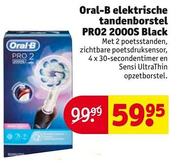 Aanbiedingen Oral-b elektrische tandenborstel pro2 2000s black - Oral-B - Geldig van 26/09/2017 tot 08/10/2017 bij Kruidvat