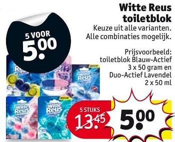 Aanbiedingen Toiletblok blauw-actief en duo-actief lavendel - Witte reus - Geldig van 26/09/2017 tot 08/10/2017 bij Kruidvat