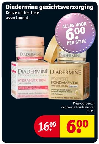 Aanbiedingen Dagcrème fondamental - Diadermine - Geldig van 26/09/2017 tot 08/10/2017 bij Kruidvat