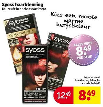 Aanbiedingen Haarkleuring salonplex marsala red 4-23 - Syoss - Geldig van 26/09/2017 tot 08/10/2017 bij Kruidvat