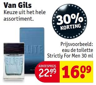 Aanbiedingen Eau de toilette strictly for men - Van Gils - Geldig van 26/09/2017 tot 08/10/2017 bij Kruidvat
