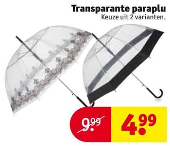 Aanbiedingen Transparante paraplu - Huismerk - Kruidvat - Geldig van 26/09/2017 tot 08/10/2017 bij Kruidvat