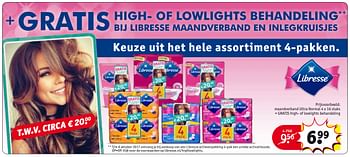 Aanbiedingen Maandverband ultra normal + gratis high- of lowlights behandeling - Libresse - Geldig van 26/09/2017 tot 08/10/2017 bij Kruidvat