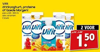 Aanbiedingen Vifit drinkyoghurt, proteine of goede morgen - Vifit - Geldig van 25/09/2017 tot 30/09/2017 bij Agrimarkt