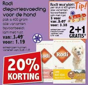 Aanbiedingen Rodi diepvriesvoeding voor de hond - Rodi - Geldig van 25/09/2017 tot 30/09/2017 bij Agrimarkt