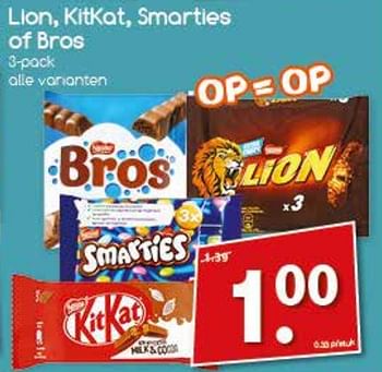 Aanbiedingen Lion, kitkat, smarties of bros - Nestlé - Geldig van 25/09/2017 tot 30/09/2017 bij Agrimarkt