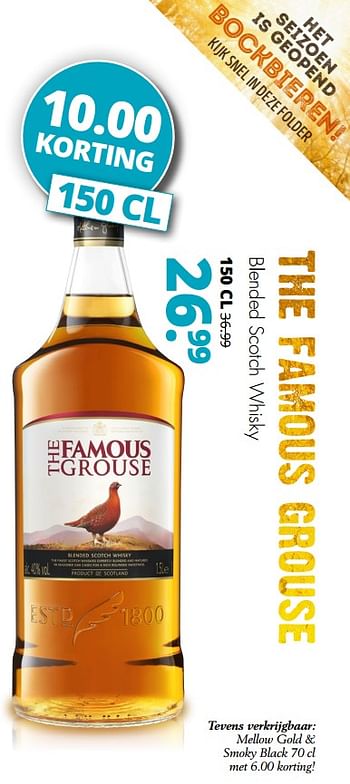 Aanbiedingen The famouse grouse blended scotch whisky - The Famouse Grouse - Geldig van 25/09/2017 tot 07/10/2017 bij Mitra