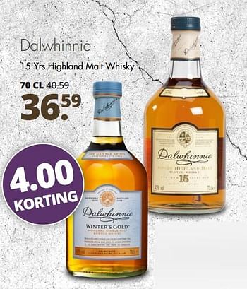 Aanbiedingen Dalwhinnie 15 yrs highland malt whisky - Dalwhinnie - Geldig van 25/09/2017 tot 07/10/2017 bij Mitra