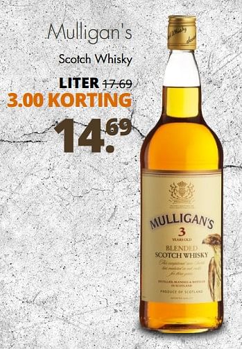 Aanbiedingen Mulligan`s scotch whisky - Mulligan's - Geldig van 25/09/2017 tot 07/10/2017 bij Mitra