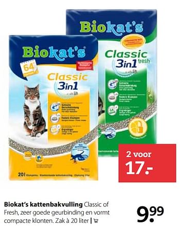 Aanbiedingen Biokat`s kattenbakvulling - Bio kat`s - Geldig van 25/09/2017 tot 08/10/2017 bij Boerenbond