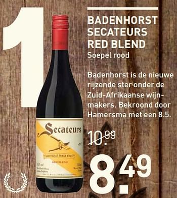 Aanbiedingen Badenhorst secateurs red blend soepel rood - Rode wijnen - Geldig van 25/09/2017 tot 08/10/2017 bij Gall & Gall