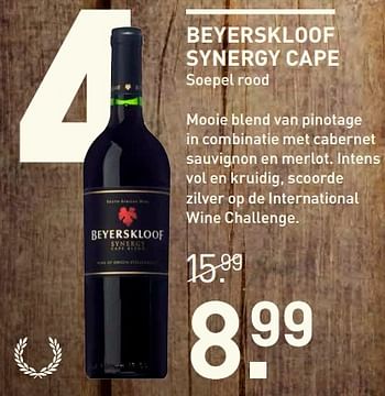 Aanbiedingen Beyerskloof synergy cape soepel rood - Rode wijnen - Geldig van 25/09/2017 tot 08/10/2017 bij Gall & Gall