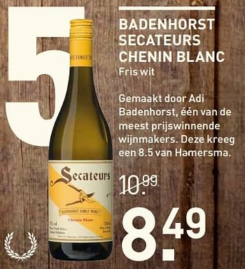 Aanbiedingen Badenhorst secateurs chenin blanc fris wit - Witte wijnen - Geldig van 25/09/2017 tot 08/10/2017 bij Gall & Gall