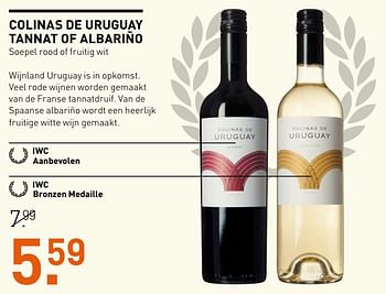 Aanbiedingen Colinas de uruguay tannat of albariño soepel rood of fruitig wit - Rode wijnen - Geldig van 25/09/2017 tot 08/10/2017 bij Gall & Gall