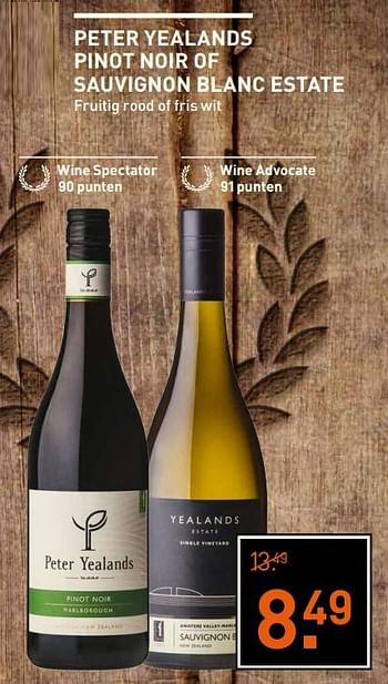 Aanbiedingen Peter yealands pinot noir of sauvignon blanc estate fruitig rood of fris wit - Rode wijnen - Geldig van 25/09/2017 tot 08/10/2017 bij Gall & Gall