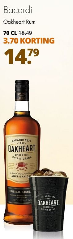Aanbiedingen Bacardi oakheart rum - Bacardi - Geldig van 25/09/2017 tot 07/10/2017 bij Mitra