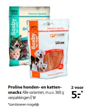 Aanbiedingen Proline honden- en kattensnacks - Proline - Geldig van 25/09/2017 tot 08/10/2017 bij Boerenbond