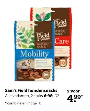 Aanbiedingen Sam`s field hondensnacks - Sam's Field - Geldig van 25/09/2017 tot 08/10/2017 bij Boerenbond