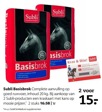 Aanbiedingen Subli basisbrok - Subli - Geldig van 25/09/2017 tot 08/10/2017 bij Boerenbond