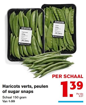 Aanbiedingen Haricots verts, peulen of sugar snaps - Huismerk - Hoogvliet - Geldig van 27/09/2017 tot 03/10/2017 bij Hoogvliet