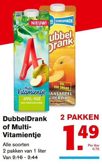 Aanbiedingen Dubbeldrank of multivitamientje - Appelsientje - Geldig van 27/09/2017 tot 03/10/2017 bij Hoogvliet