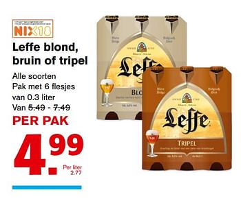 Aanbiedingen Leffe blond, bruin of tripel - Leffe - Geldig van 27/09/2017 tot 03/10/2017 bij Hoogvliet