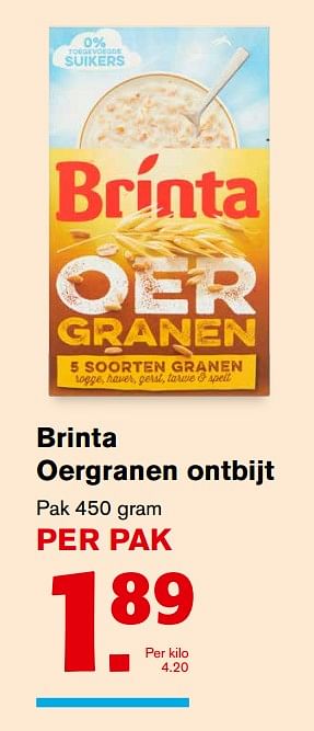 Aanbiedingen Brinta oergranen ontbijt - Brinta - Geldig van 27/09/2017 tot 03/10/2017 bij Hoogvliet