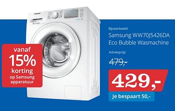 Aanbiedingen Samsung ww70j5426da eco bubble wasmachine - Samsung - Geldig van 25/09/2017 tot 04/10/2017 bij Bol