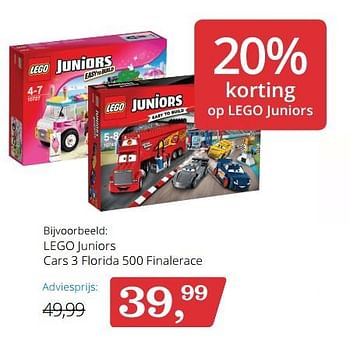 Aanbiedingen Lego juniors cars 3 florida 500 finalerace - Lego - Geldig van 25/09/2017 tot 04/10/2017 bij Bol
