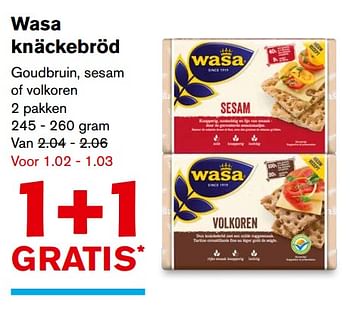 Aanbiedingen Wasa knäckebröd - Wasa - Geldig van 27/09/2017 tot 03/10/2017 bij Hoogvliet