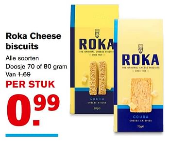 Aanbiedingen Roka cheese biscuits - Roka - Geldig van 27/09/2017 tot 03/10/2017 bij Hoogvliet