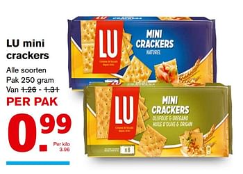 Aanbiedingen Lu mini crackers - Lu - Geldig van 27/09/2017 tot 03/10/2017 bij Hoogvliet