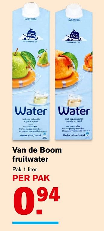 Aanbiedingen Van de boom fruitwater - Van de Boom - Geldig van 27/09/2017 tot 03/10/2017 bij Hoogvliet