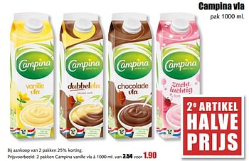 Aanbiedingen Campina vla - Campina - Geldig van 25/09/2017 tot 30/09/2017 bij MCD Supermarkten